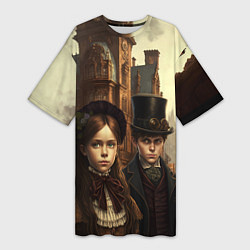 Женская длинная футболка Victorian boy and girl