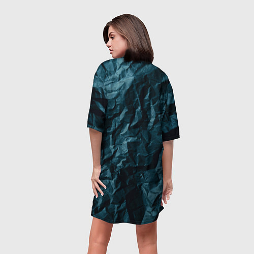 Женская длинная футболка Абстрактные тёмно-синяя каменная текстура / 3D-принт – фото 4