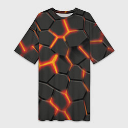 Женская длинная футболка Разлив лавы