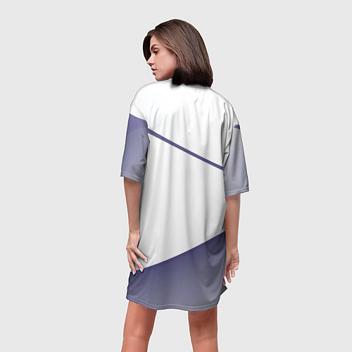 Женская длинная футболка Абстрактный белый и фиолетовый паттерн / 3D-принт – фото 4