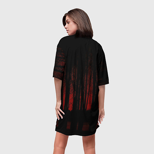 Женская длинная футболка Wednesday темный фон / 3D-принт – фото 4