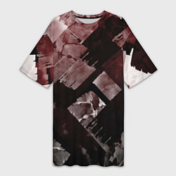 Женская длинная футболка Красные и чёрные полосы