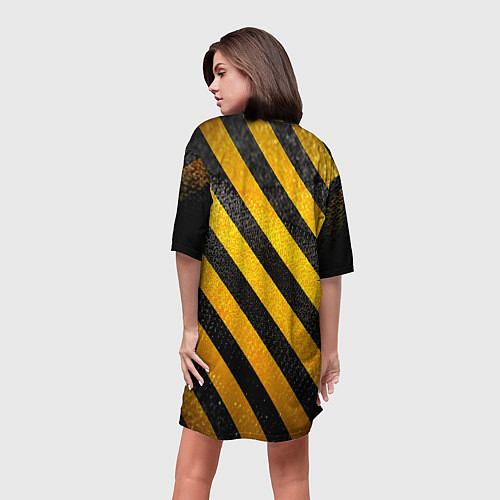 Женская длинная футболка Черно-желтая опасность / 3D-принт – фото 4