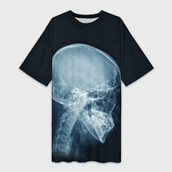 Футболка женская длинная Рентген головы, цвет: 3D-принт
