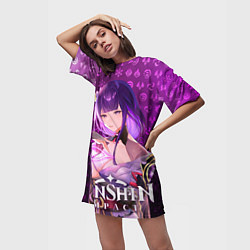 Футболка женская длинная Райдэн элементали, цвет: 3D-принт — фото 2