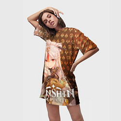 Футболка женская длинная Нин Гуан элементали, цвет: 3D-принт — фото 2