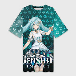 Футболка женская длинная Фарузан элементали, цвет: 3D-принт