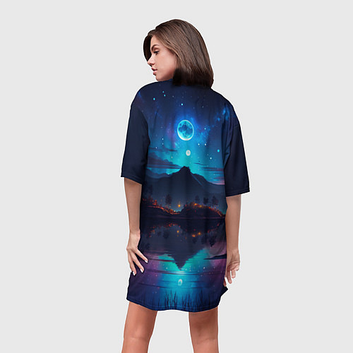 Женская длинная футболка Ночное небо, пейзаж / 3D-принт – фото 4