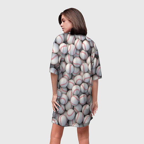 Женская длинная футболка Бейсбольные мячи / 3D-принт – фото 4
