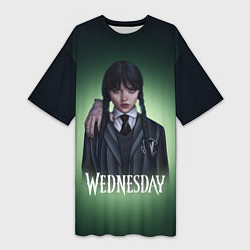 Футболка женская длинная Wednesday green, цвет: 3D-принт