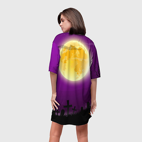 Женская длинная футболка Уэнсдэй полнолуние / 3D-принт – фото 4