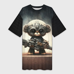 Женская длинная футболка Cute animal with a gun