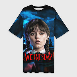 Женская длинная футболка Wednesday horror