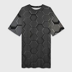 Женская длинная футболка Abstraction hexagon grey