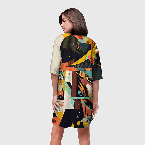 Женская длинная футболка Авангардная геометрическая композиция / 3D-принт – фото 4