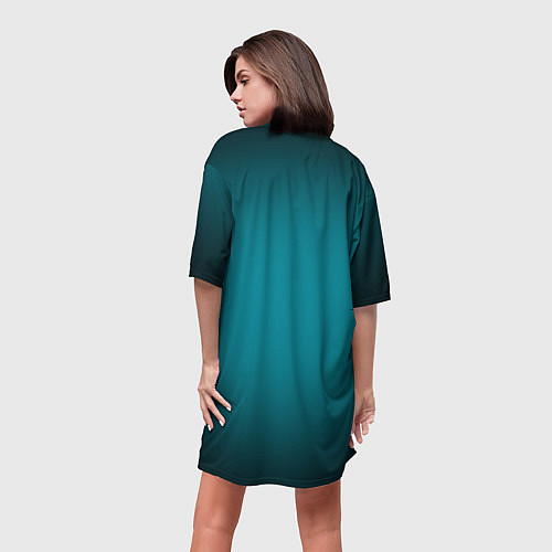 Женская длинная футболка Темно-бирюзовый градиент / 3D-принт – фото 4