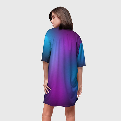 Женская длинная футболка НЕОНОВЫЙ ГРАДИЕНТ / 3D-принт – фото 4