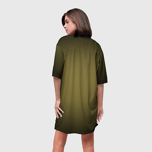 Женская длинная футболка Градиент хаки / 3D-принт – фото 4