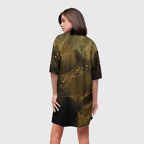 Женская длинная футболка Золотой дым / 3D-принт – фото 4