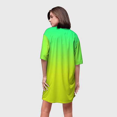 Женская длинная футболка Зелено-желтый градиент / 3D-принт – фото 4