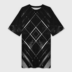 Женская длинная футболка Hexagon Black