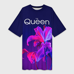 Женская длинная футболка The Queen Королева и цветы