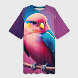 Футболка женская длинная Красочная птица, цвет: 3D-принт