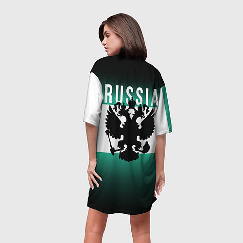 Женская длинная футболка Россия sport time / 3D-принт – фото 4