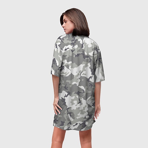 Женская длинная футболка Снежный камуфляж / 3D-принт – фото 4