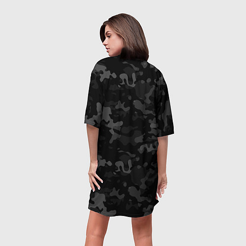 Женская длинная футболка Ночной камуфляж / 3D-принт – фото 4