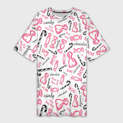 Женская длинная футболка Сладкая жизнь в розовом цвете
