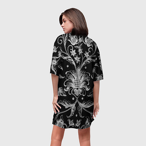 Женская длинная футболка Винтажный череп / 3D-принт – фото 4