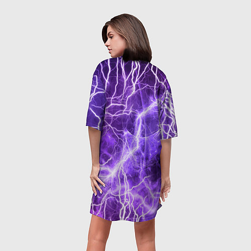 Женская длинная футболка Лиза на фоне молний / 3D-принт – фото 4