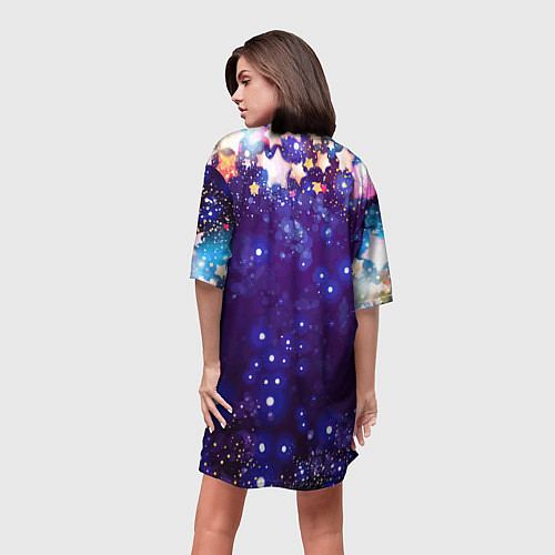Женская длинная футболка Звездочки - космическое небо / 3D-принт – фото 4