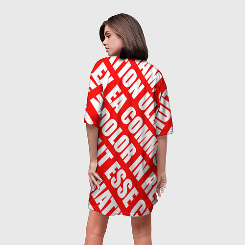 Женская длинная футболка Крупный рубленый текст Lorem Ipsum каллиграфия на / 3D-принт – фото 4