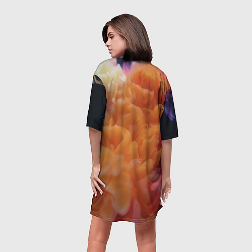 Женская длинная футболка Разноцветный дым сгустки / 3D-принт – фото 4