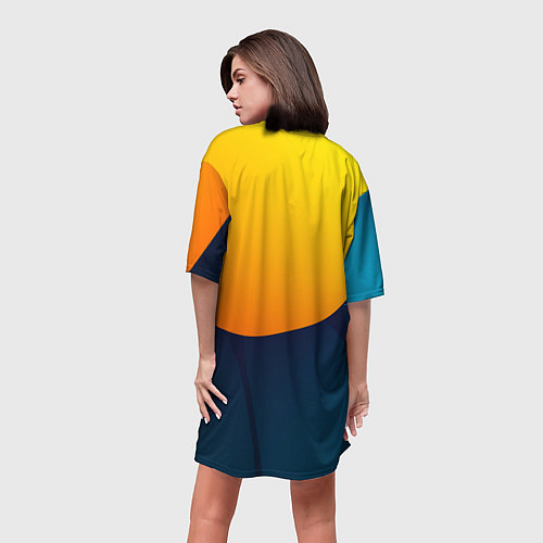 Женская длинная футболка Двойной цвет: жёлтый и синий / 3D-принт – фото 4