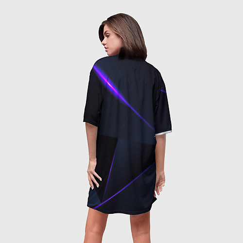 Женская длинная футболка Geometry stripes neon stiil / 3D-принт – фото 4