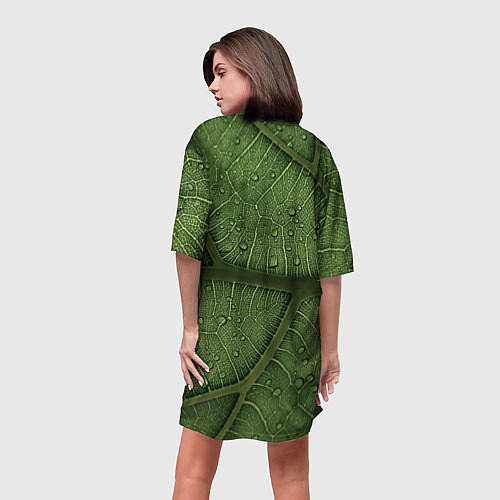 Женская длинная футболка Текстура зелёной листы / 3D-принт – фото 4