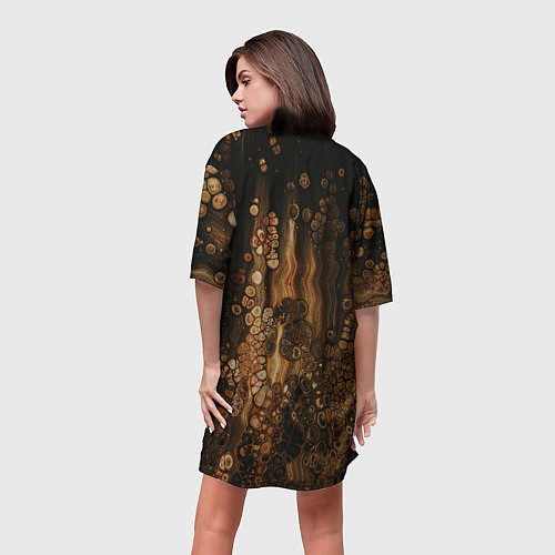 Женская длинная футболка Тёмные камни и тёмные краски в воде / 3D-принт – фото 4