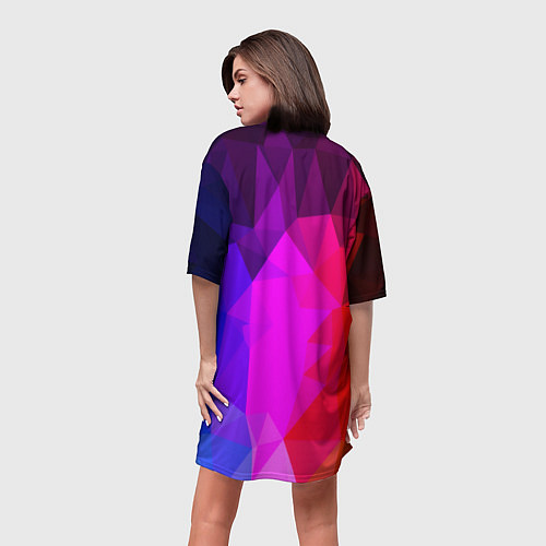 Женская длинная футболка Битва градиентов неон / 3D-принт – фото 4