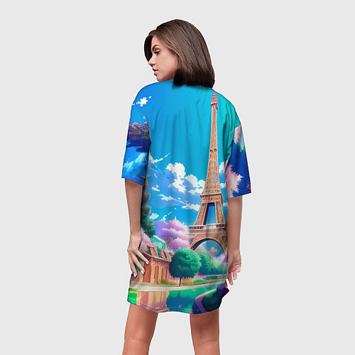 Женская длинная футболка Весенний Париж / 3D-принт – фото 4