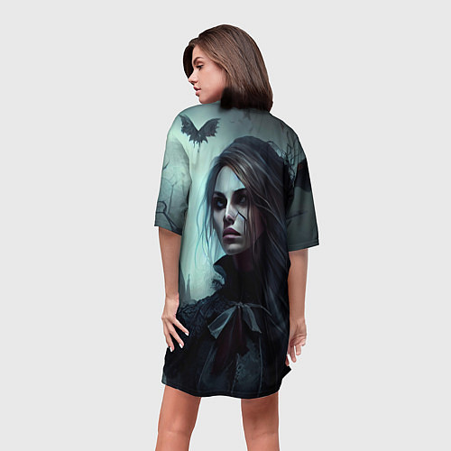 Женская длинная футболка Готическая девушка Гэйлавира / 3D-принт – фото 4