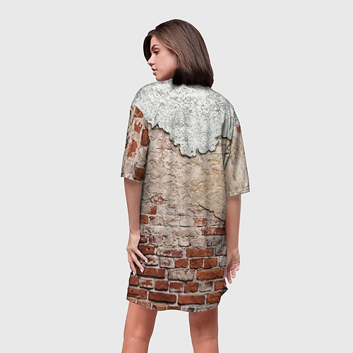 Женская длинная футболка Старая кирпичная стена - Бронкс / 3D-принт – фото 4