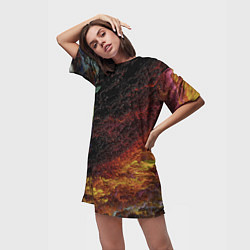 Футболка женская длинная Красочные частицы, цвет: 3D-принт — фото 2