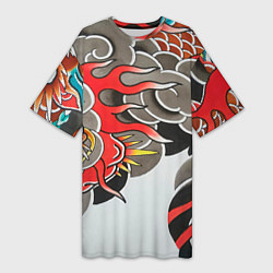 Женская длинная футболка Иредзуми: дракон в дыму
