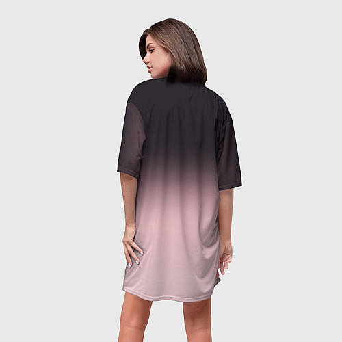 Женская длинная футболка Градиент: от черного к розовому / 3D-принт – фото 4