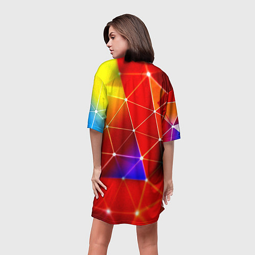 Женская длинная футболка Digital triangle abstract / 3D-принт – фото 4