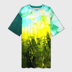 Футболка женская длинная Green abstract colors, цвет: 3D-принт