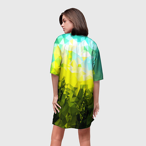 Женская длинная футболка Green abstract colors / 3D-принт – фото 4